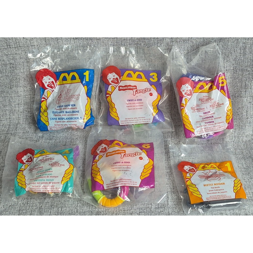 McDonalds Happy Meal Toys 1996 SEALED Disney Nickelodeon Lot of 6 Mixed